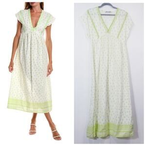 Zara Embroidered Maxi Dress V-Neckline